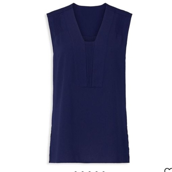DEREK LAM COLLECTIVE sleeveless pintuck top blue 21822 - Picture 3 of 10